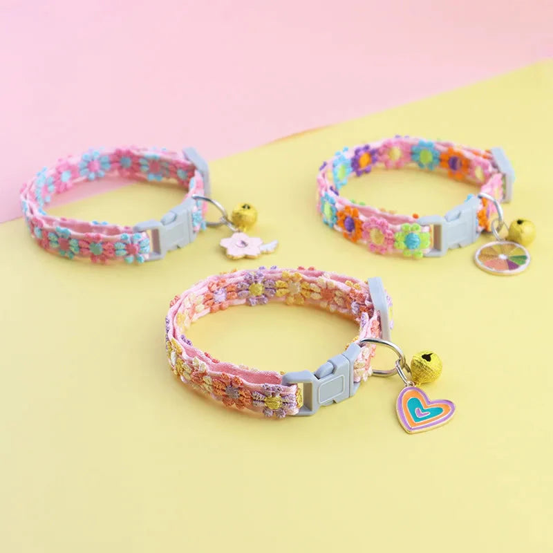 Colorful Pet Collar with Bell – Adjustable for Cats & Small Dogs
