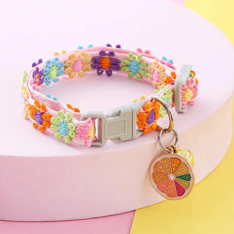 Colorful Pet Collar with Bell – Adjustable for Cats & Small Dogs